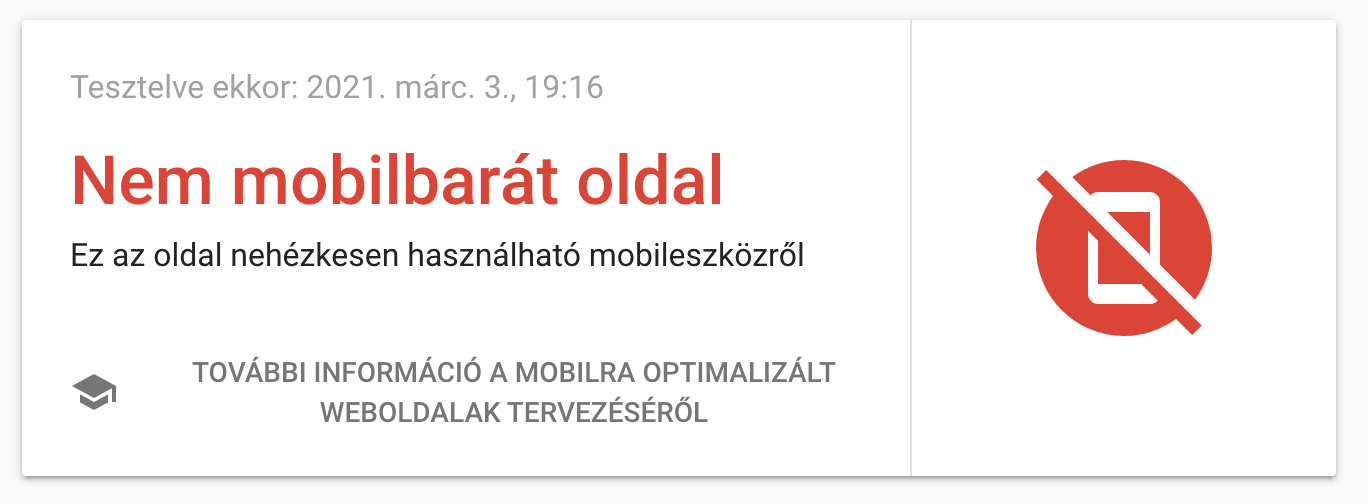 Google teszt: nem mobilbarát oldal